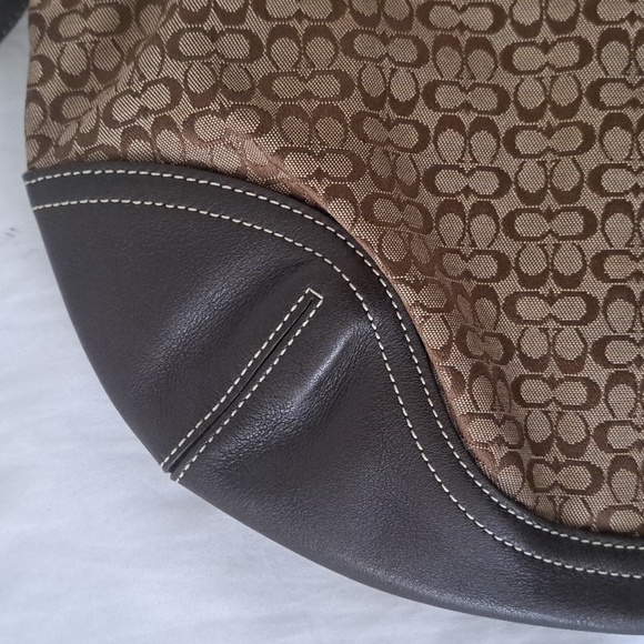 Vintage Coach Signature Mini Cs brown/beige canvas leather hobo soho bag NWOT - Picture 6 of 13